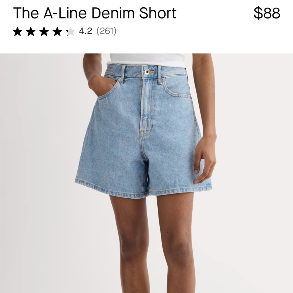 Everlane A-Line Blue Jean Shorts